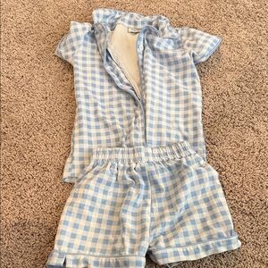 Blue Gingham Kids Pajama Set